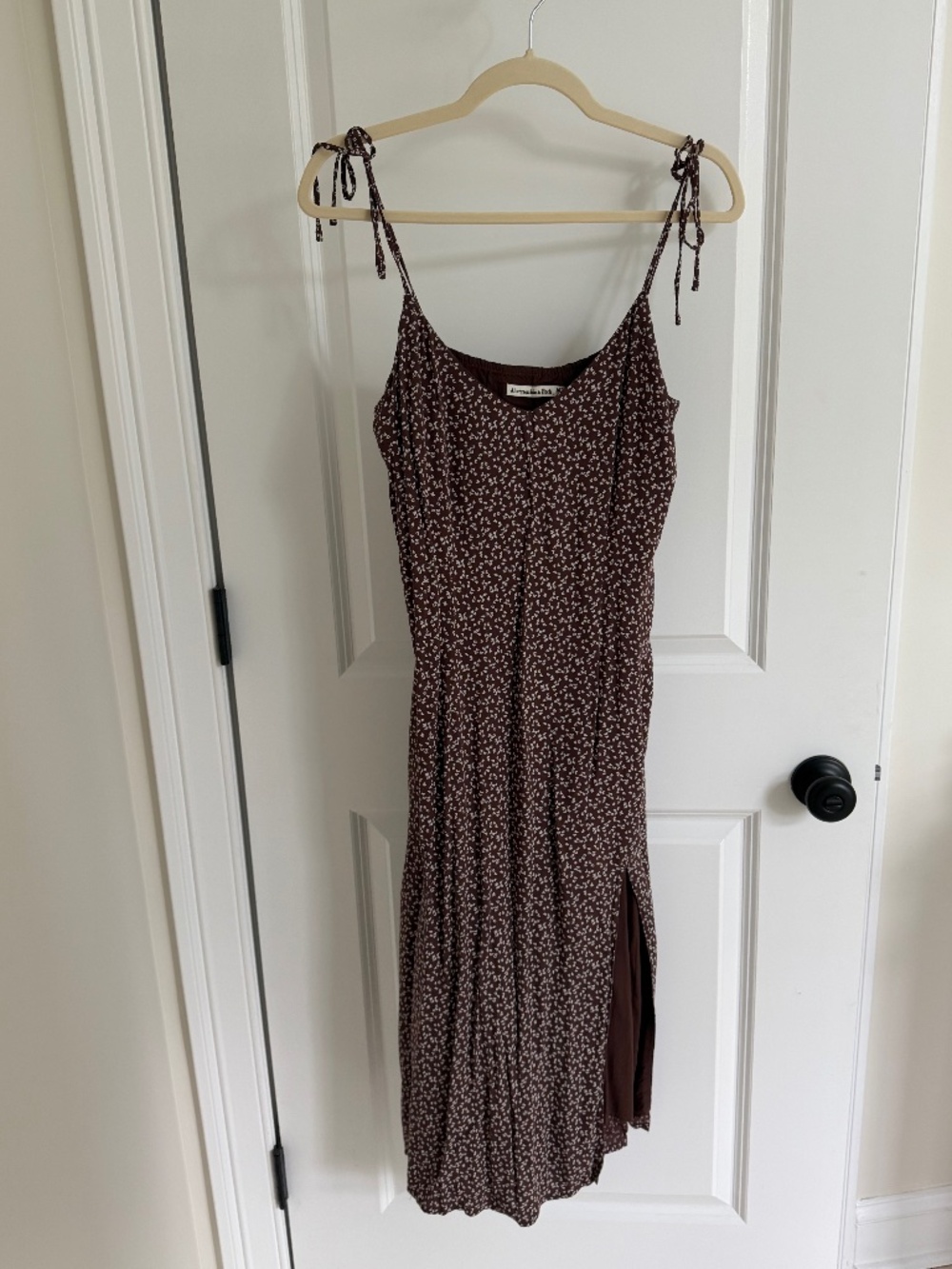 Abercrombie Brown Floral Side Slit Midi Dress - Medium Tall